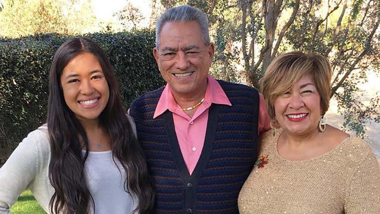 Gloria and Louie Vega have stayed involved in their daughter Raquel’s education by becoming members of the Aggie Parent and Family Association. Raquel is finishing up her first year at UC Davis as a third-year transfer student in communication. Gloria, Louie and Raquel Vega