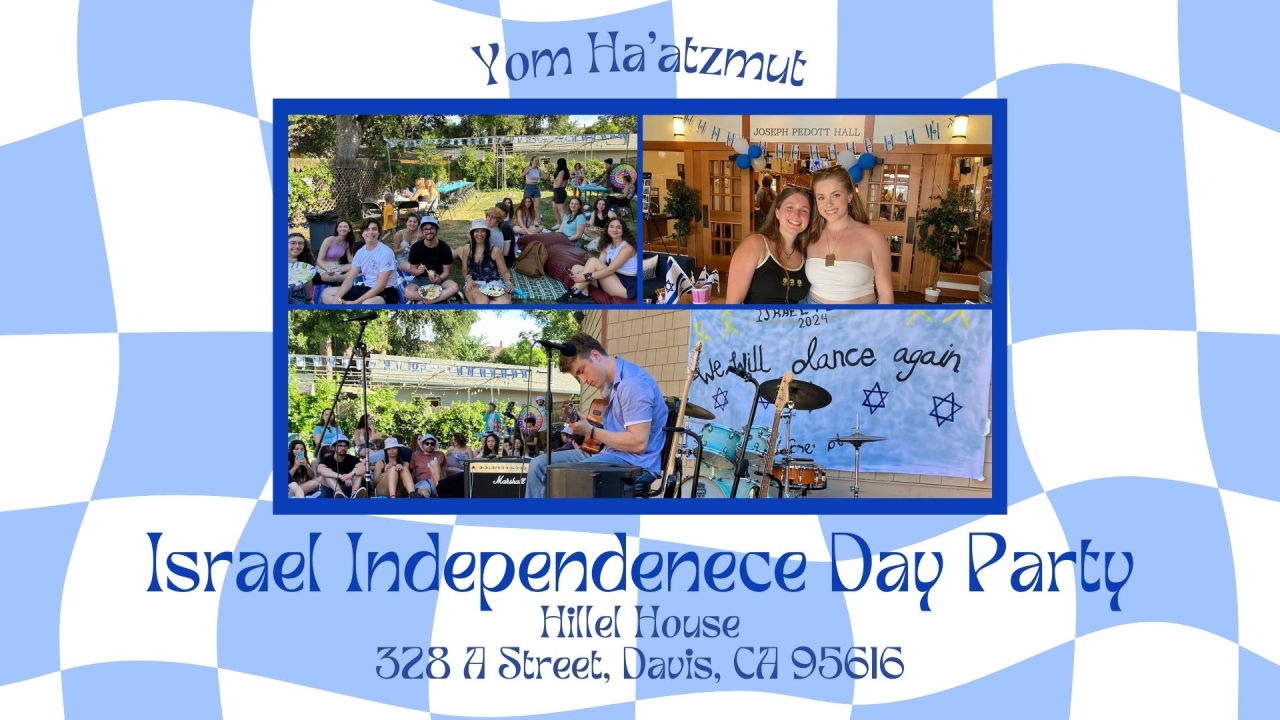 Image advertising Yom Ha'atzmut at the Hillel House on May 1st