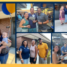 Collage of 5 images from 2023 event. All images include guests wearing UCD gear smiling at the camera.