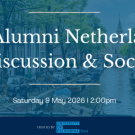 Banner graphic: UC Alumni Netherlands - Discussion &amp; Social over outdoor café