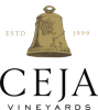 CEJA Vineyards logo: gold bell with grapevine, "ESTD 1999", black CEJA VINEYARDS text
