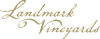 Landmark Vineyards logo in gold cursive on black background
